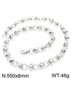 Colorza Hip-Hop Rock Solid Color Stainless Steel Necklace-Steel Color-55cm