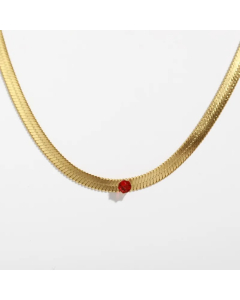 Retro Solid Color Stainless Steel Inlay Zircon 18K Gold Plated Necklace