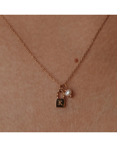 Casual Simple Style Letter Lock Titanium Steel Pearl Plating 18K Gold Plated Pendant Necklace