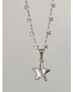 Y2K Simple Style Star Titanium Steel Patchwork Pendant Necklace