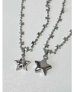 Y2K Simple Style Star Titanium Steel Patchwork Pendant Necklace