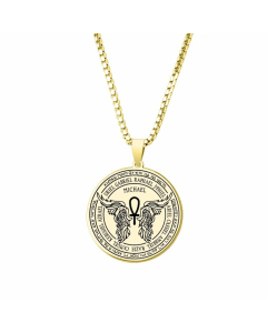 Colorza Hip-Hop Angel Wings Letter Stainless Steel Carving Pendant Necklace-Gold Color-01