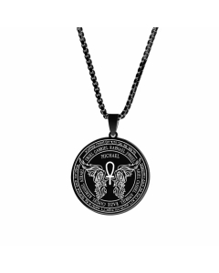 Colorza Hip-Hop Angel Wings Letter Stainless Steel Carving Pendant Necklace-Black-01