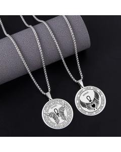 Hip-Hop Angel Wings Letter Stainless Steel Carving Pendant Necklace_colorza_4