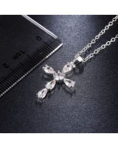 Wholesale Copper Necklace Inlaid With Crystal Cross Pendant Necklace