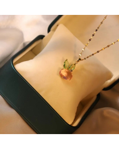 Wholesale Stainless Steel Necklace Rabbit Inlaid Opal Zircon Pendant Necklace-Gold Color-04