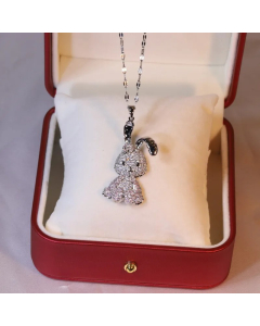 Wholesale Stainless Steel Necklace Rabbit Inlaid Opal Zircon Pendant Necklace-Steel Color-11