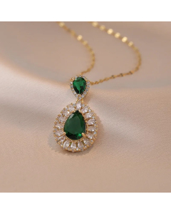 Simple Style Shiny Water Droplets Titanium Steel Plating Inlay Zircon Pendant Necklace