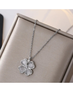 IG Style Casual Four Leaf Clover Titanium Steel Plating Inlay Zircon Pendant Necklace
