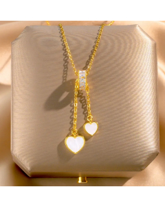 Sweet Simple Style Heart Shape Titanium Steel Plating Inlay Shell Zircon Pendant Necklace
