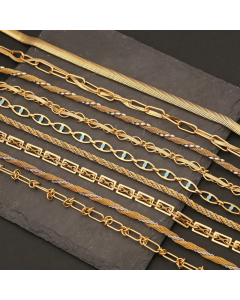 Hip-Hop Vintage Style Solid Color Stainless Steel Plating Gold Plated Necklace_colorza_9