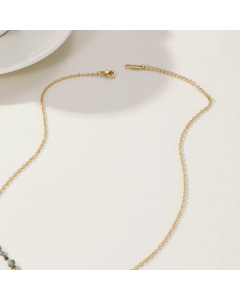 Casual Vintage Style Eye Rectangle Titanium Steel Beaded Plating Inlay Zircon 14K Gold Plated Pendant Necklace Long Necklace