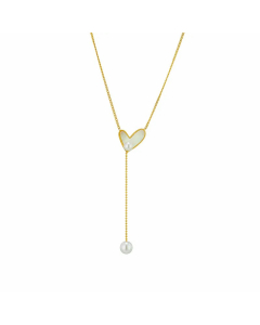Simple Style Heart Shape Titanium Steel Epoxy Plating Inlay Shell 18K Gold Plated Pendant Necklace