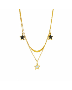Casual Commute Pentagram Titanium Steel Epoxy Plating 18K Gold Plated Layered Necklaces