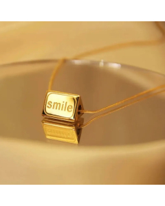Simple Style Letter Square Titanium Steel Plating 18K Gold Plated Pendant Necklace