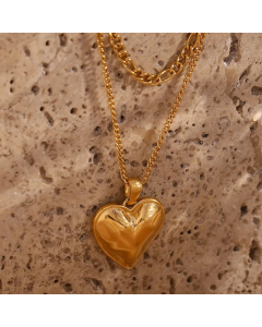Vintage Style Heart Shape Stainless Steel Plating 18K Gold Plated Layered Necklaces