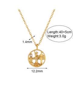 Vintage Style Artistic City Stainless Steel Plating Inlay Artificial Diamond 18K Gold Plated Pendant Necklace