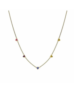 Basic Retro Simple Style Colorful Stainless Steel Plating Inlay Zircon 18K Gold Plated Necklace