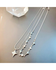 IG Style Star Titanium Steel Plating Inlay Zircon Layered Necklaces