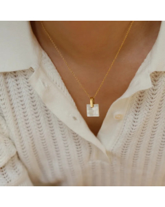 Casual Simple Style Square Stainless Steel Shell Plating Three-Dimensional 18K Gold Plated Pendant Necklace