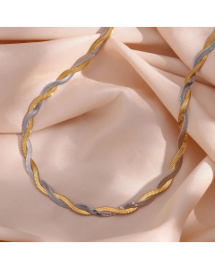stainless steel flat snake chain, gold and silver chain intertwined