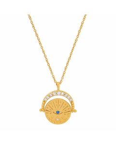 Hip-Hop Retro Punk Devil'S Eye Stainless Steel Plating Inlay Zircon 18K Gold Plated Pendant Necklace