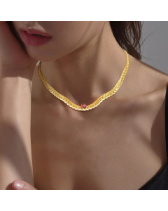 IG Style Simple Style Heart Shape Stainless Steel Plating Inlay Zircon 18K Gold Plated Necklace