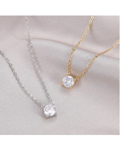 Fashion Round Titanium Steel Plating Inlay Rhinestones Gold Plated Pendant Necklace_colorza_1