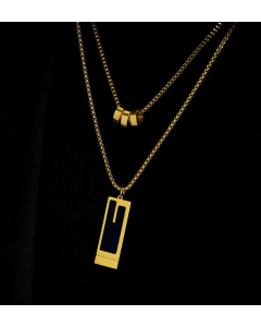 Fashion Square Titanium Steel Plating Inlay Zircon Gold Plated Pendant Necklace