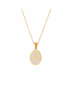Vintage Style Star Flower Butterfly Stainless Steel Enamel Plating 18K Gold Plated Pendant Necklace