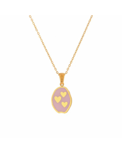 Vintage Style Star Flower Butterfly Stainless Steel Enamel Plating 18K Gold Plated Pendant Necklace