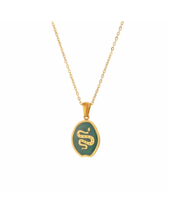 Vintage Style Star Flower Butterfly Stainless Steel Enamel Plating 18K Gold Plated Pendant Necklace