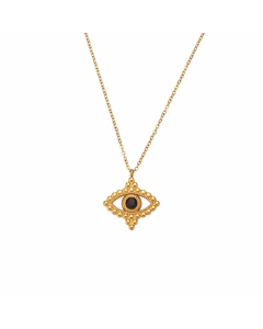 Vintage Style Eye Stainless Steel Plating Inlay Natural Stone 18K Gold Plated Pendant Necklace