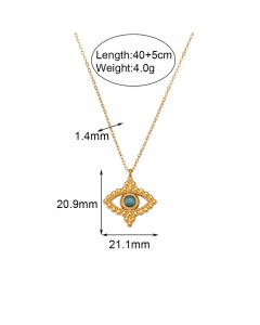 Vintage Style Eye Stainless Steel Plating Inlay Natural Stone 18K Gold Plated Pendant Necklace