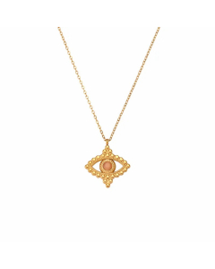 Vintage Style Eye Stainless Steel Plating Inlay Natural Stone 18K Gold Plated Pendant Necklace