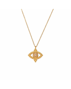 Vintage Style Eye Stainless Steel Plating Inlay Natural Stone 18K Gold Plated Pendant Necklace