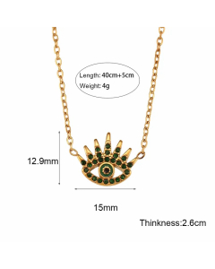 Vintage Style Shiny Devil'S Eye Stainless Steel Plating Inlay Rhinestones 18K Gold Plated Pendant Necklace