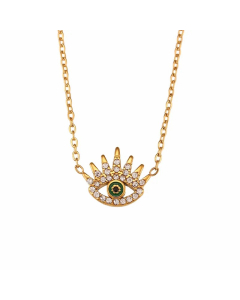 Vintage Style Shiny Devil'S Eye Stainless Steel Plating Inlay Rhinestones 18K Gold Plated Pendant Necklace