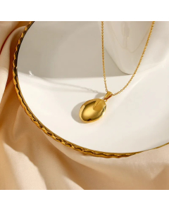 Vintage Style Simple Style Oval Stainless Steel Plating 18K Gold Plated Pendant Necklace