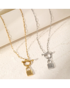 Streetwear Lock Stainless Steel Pendant Necklace_colorza_2