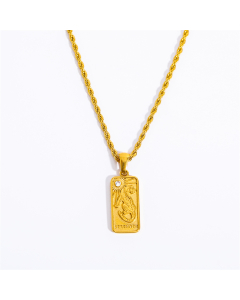 Retro Sun Moon Stainless Steel Plating Three-Dimensional Inlay Zircon Gold Plated Pendant Necklace