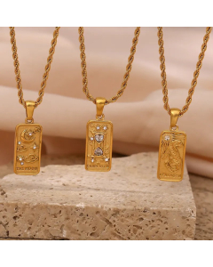 Retro Sun Moon Stainless Steel Plating Three-Dimensional Inlay Zircon Gold Plated Pendant Necklace_colorza_4