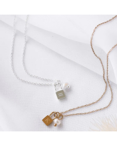 Simple Style Streetwear Letter Lock Titanium Steel Pearl Plating 18K Gold Plated Pendant Necklace