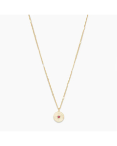 Retro Simple Style Round Star Titanium Steel Plating Inlay Birthstone Zircon 18K Gold Plated Pendant Necklace