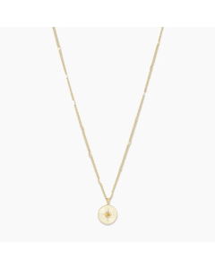 Retro Simple Style Round Star Titanium Steel Plating Inlay Birthstone Zircon 18K Gold Plated Pendant Necklace_colorza_2