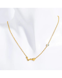 Vintage Style Simple Style Constellation Stainless Steel Titanium Steel Plating Inlay Birthstone Zircon 18K Gold Plated Pendant Necklace