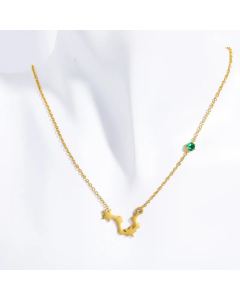 Vintage Style Simple Style Constellation Stainless Steel Titanium Steel Plating Inlay Birthstone Zircon 18K Gold Plated Pendant Necklace