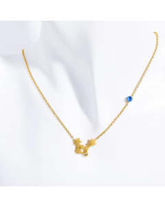 Vintage Style Simple Style Constellation Stainless Steel Titanium Steel Plating Inlay Birthstone Zircon 18K Gold Plated Pendant Necklace