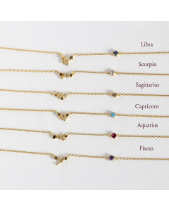 Vintage Style Simple Style Constellation Stainless Steel Titanium Steel Plating Inlay Birthstone Zircon 18K Gold Plated Pendant Necklace