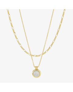 Simple Style Round Stainless Steel Plating Inlay Natural Stone 18K Gold Plated Pendant Necklace